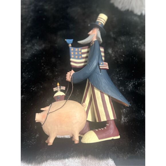 WILLIRAYE STUDIO "WALKING THE HOG" - UNCLE SAM, WALKING A PIG 10" patriotic - Picture 5 of 10